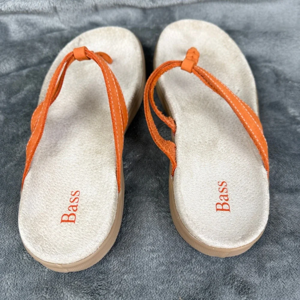 Bass Thong Sandals Women's Orange Braided Strap Comfort‎ Slip On Casual